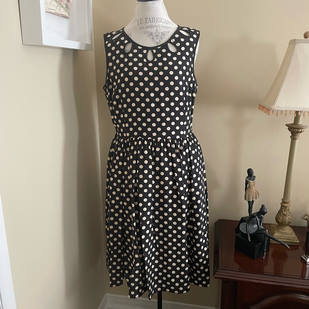 Kate Spade Black and White Polka Dot Midi Dress
